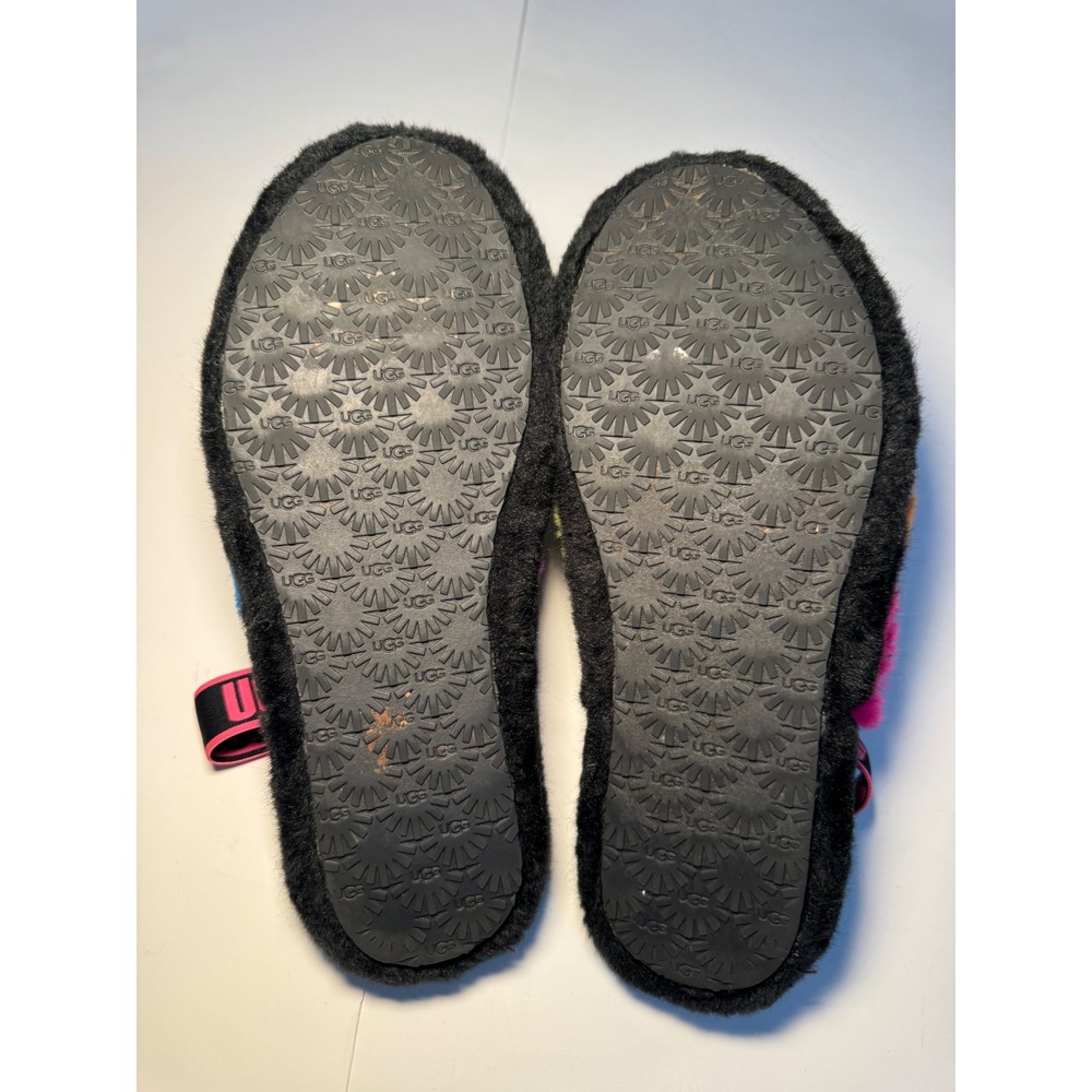 UGG 5 Fluff Yeah Slide Patchwork Colorful Furry Sandal Slippers - Women's - Picture 6 of 8